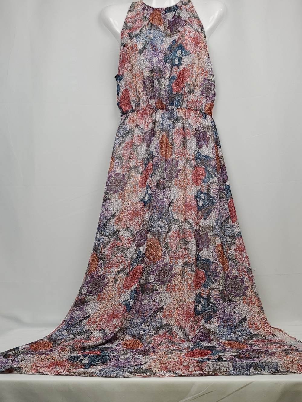 H&M Multicolor Floral Collage Halter Maxi Dress
